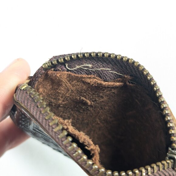 Mexico leather handmade coin wallet, small leather zippered wallet - Picture 4 of 6
